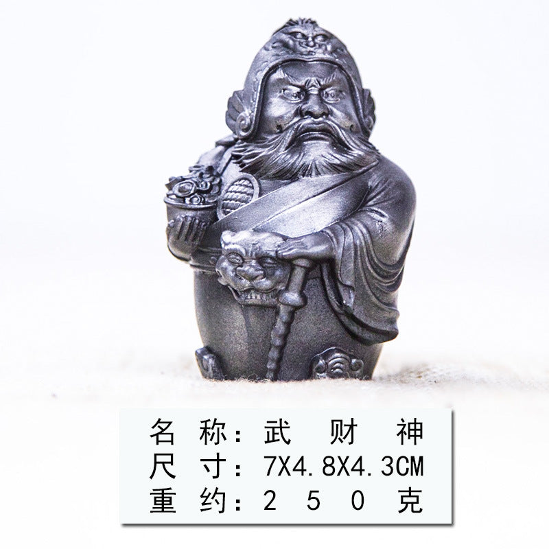 Innovative New Chinese Fashion Faux Cast Iron Rust Mini Desktop Figures of Wen Wu Cai Shen (Gods of Wealth)