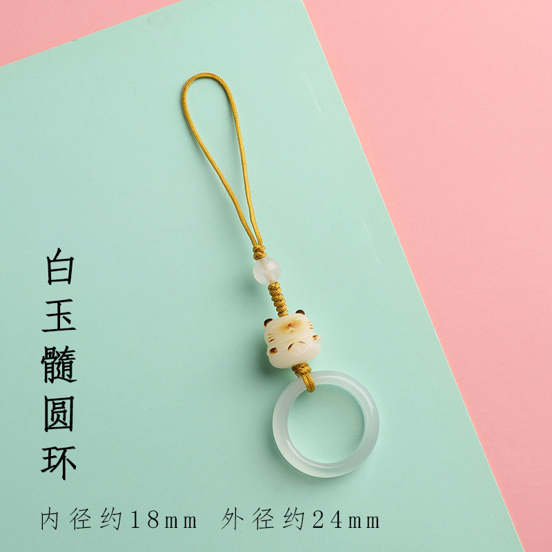 White Bodhi Charcoal-Burned Cat Paw Phone Charm