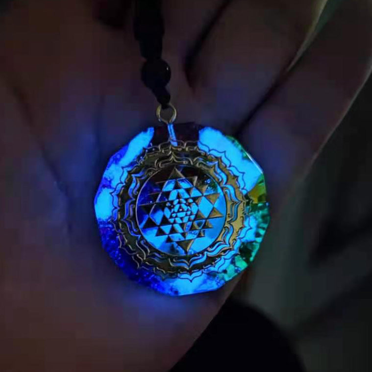 Crystal Chip Droplet Resin Pendant Necklace