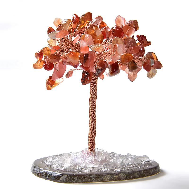 Natural Crystal Wealth Tree Ornament, Money Bag Tree, Prosperity Tree, Fortune Tree Decoration