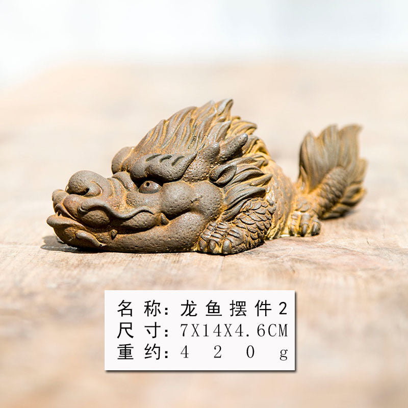 New Chinese-Style Creative Arowana Craft Ornament: Study Decor, Tea Pet, Handcrafted Cast Iron-Style Home Decoration