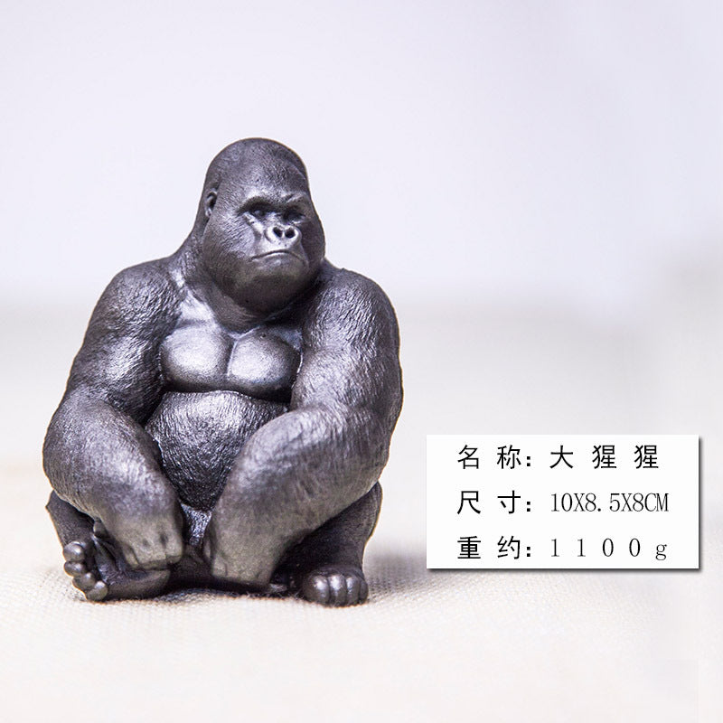 Innovative Mini Gorilla Animal Desktop Ornament in Rusty Faux Cast Iron