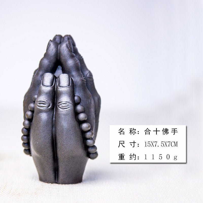 Zen-Inspired Neo-Chinese Creative Ornament of Amitabha Buddha with Hands Joined in Prayer