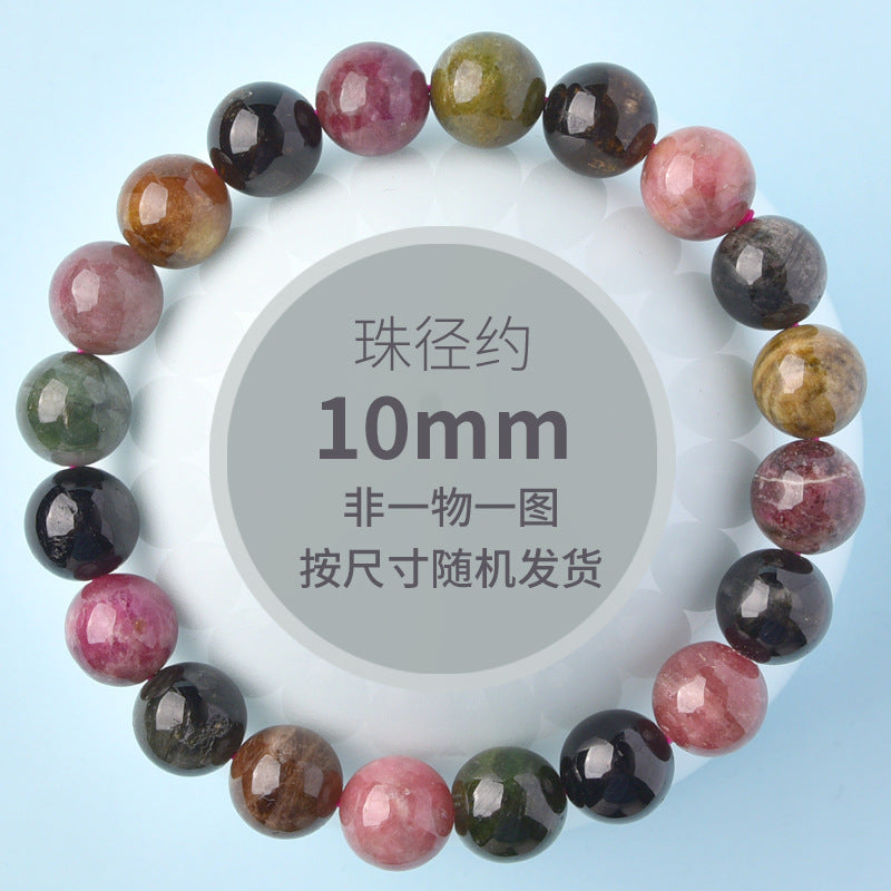Natural Multicolor Tourmaline Bracelet – Rainbow Crystal Gemstone Charm Bracelet for Attracting Love and Good Fortune