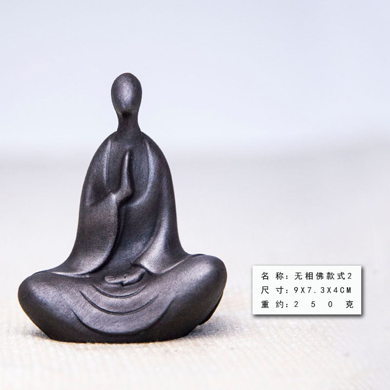 New Chinese-Style National-Inspired Faceless Zen Buddha Ornament, Handcrafted Cast Iron-Like Decor for Study, Tea Pet, and Home Display