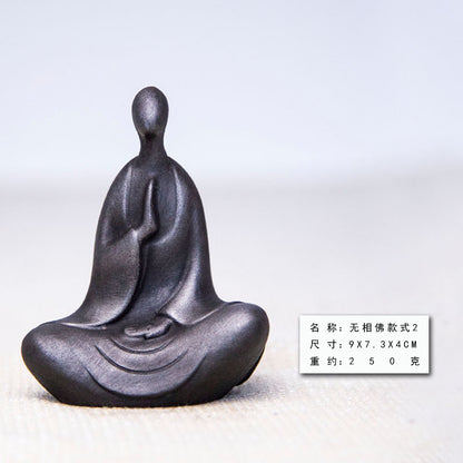 New Chinese-Style National-Inspired Faceless Zen Buddha Ornament, Handcrafted Cast Iron-Like Decor for Study, Tea Pet, and Home Display