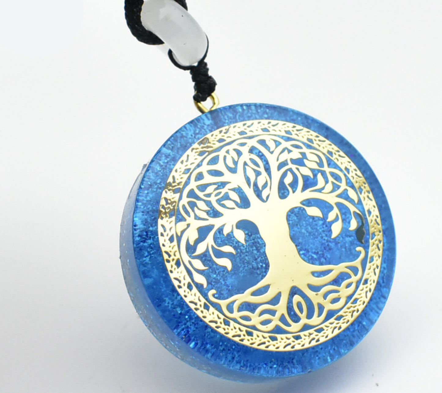 Tree of Life Necklace Pendant Jewelry, Natural Crystal Lapis Lazuli Chip Resin Item