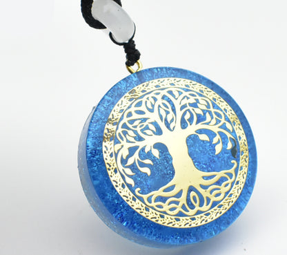 Tree of Life Necklace Pendant Jewelry, Natural Crystal Lapis Lazuli Chip Resin Item