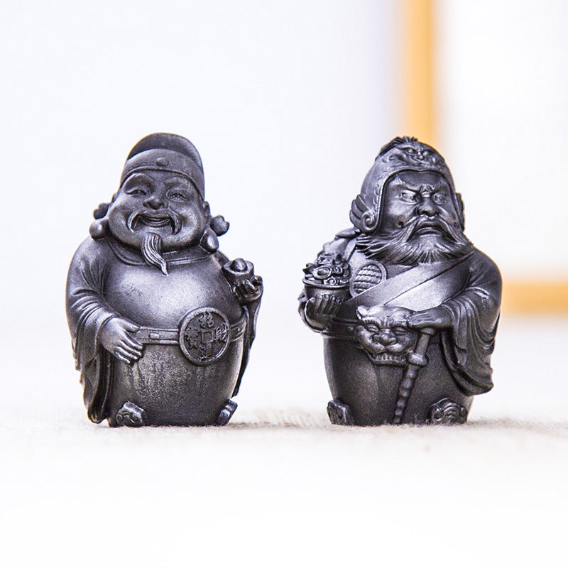 Innovative New Chinese Fashion Faux Cast Iron Rust Mini Desktop Figures of Wen Wu Cai Shen (Gods of Wealth)