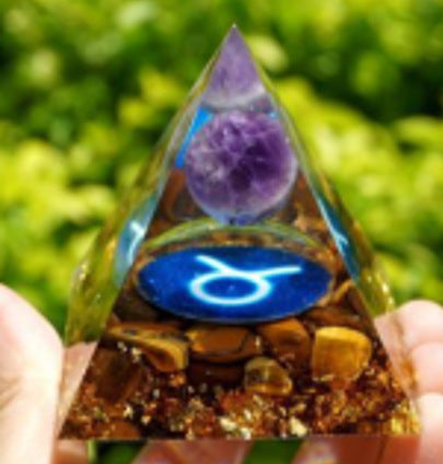 Twelve Zodiac Crystal Ball Stone Pyramid Resin Ornament