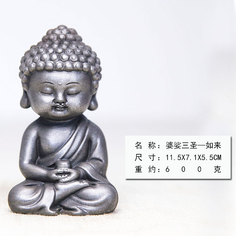 New Chinese-Style Zen-Inspired Bodhisattva Trio Figurine: Buddha, Guanyin, and Ksitigarbha Ornaments