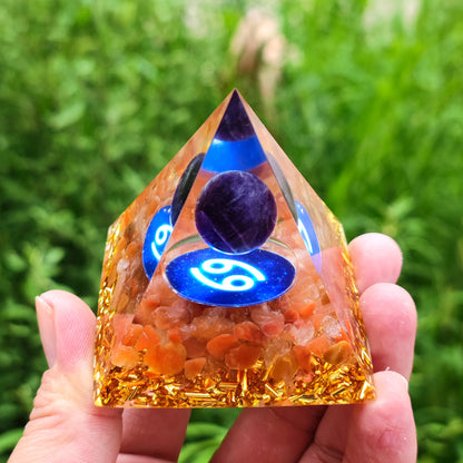 Twelve Zodiac Crystal Ball Stone Pyramid Resin Ornament