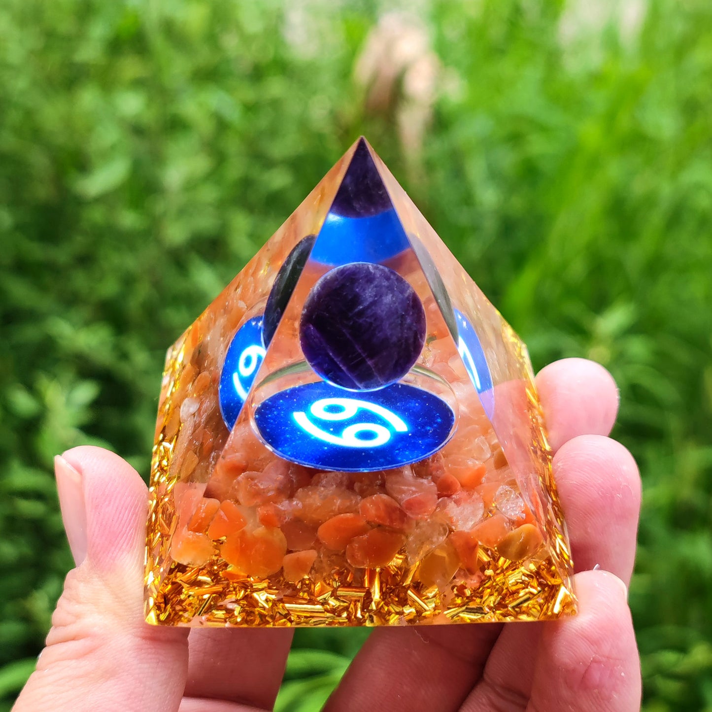 Twelve Zodiac Crystal Ball Stone Pyramid Resin Ornament