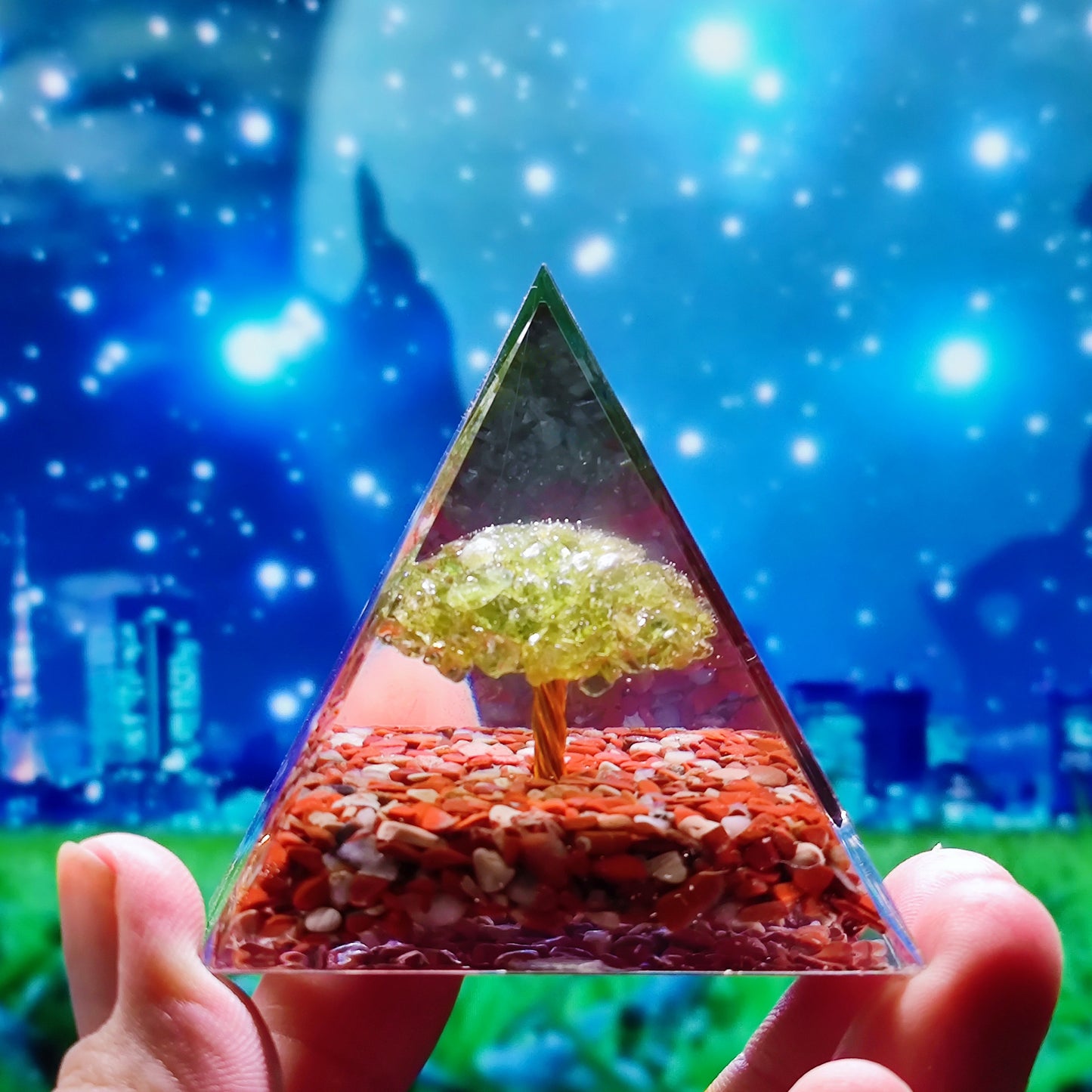 Crystal Ball Shard Pyramid Home Craft Resin Ornament