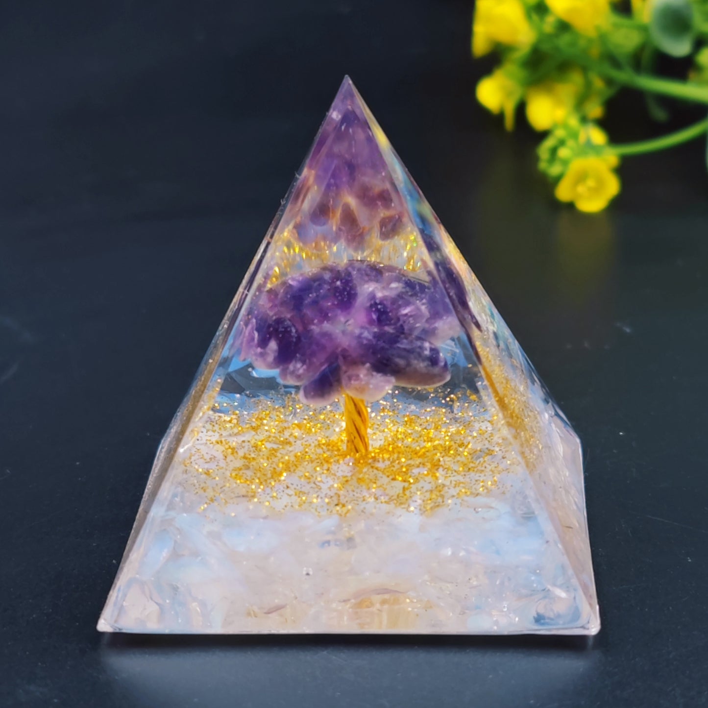 Crystal Ball Shard Pyramid Home Craft Resin Ornament