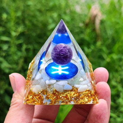 Twelve Zodiac Crystal Ball Stone Pyramid Resin Ornament