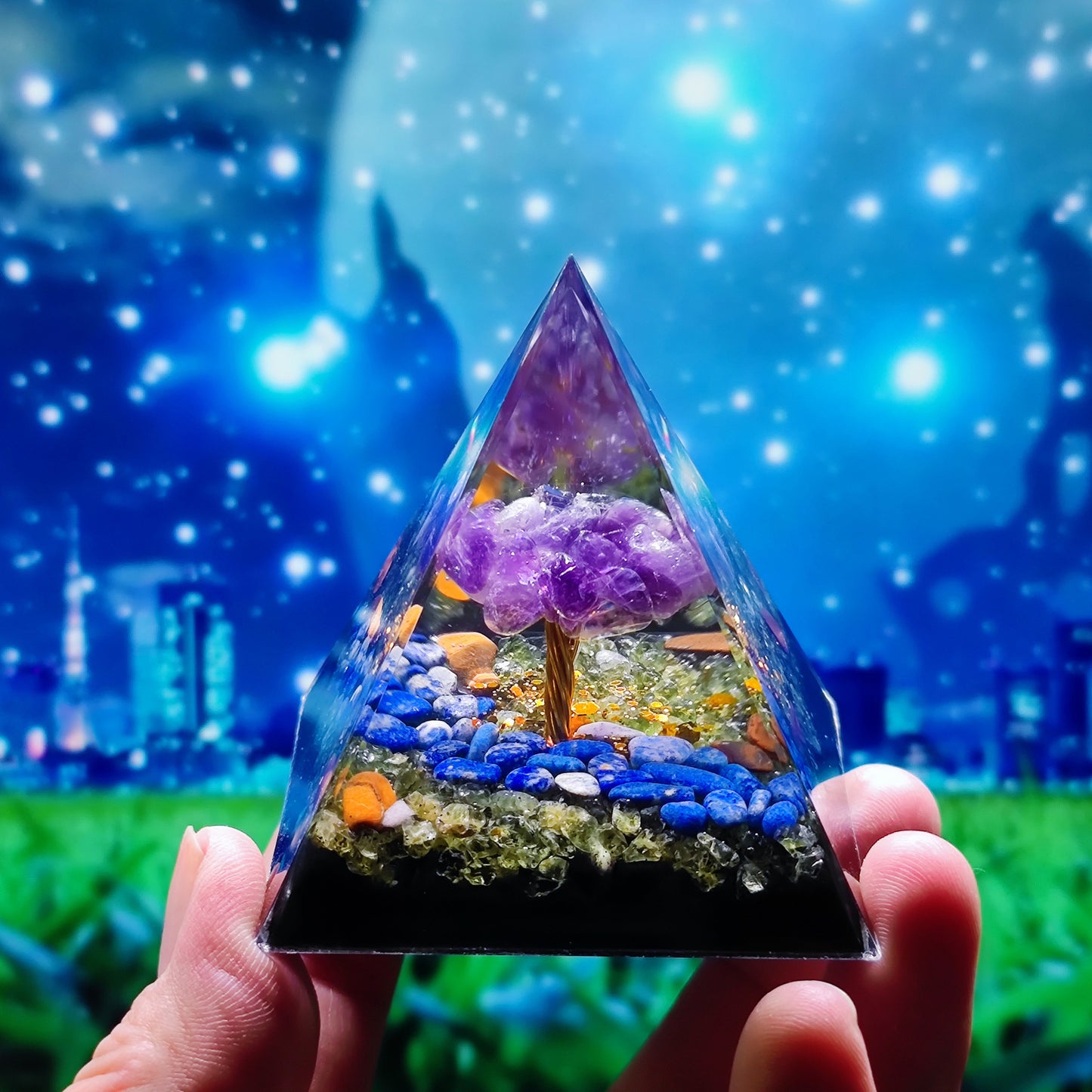 Crystal Ball Shard Pyramid Home Craft Resin Ornament