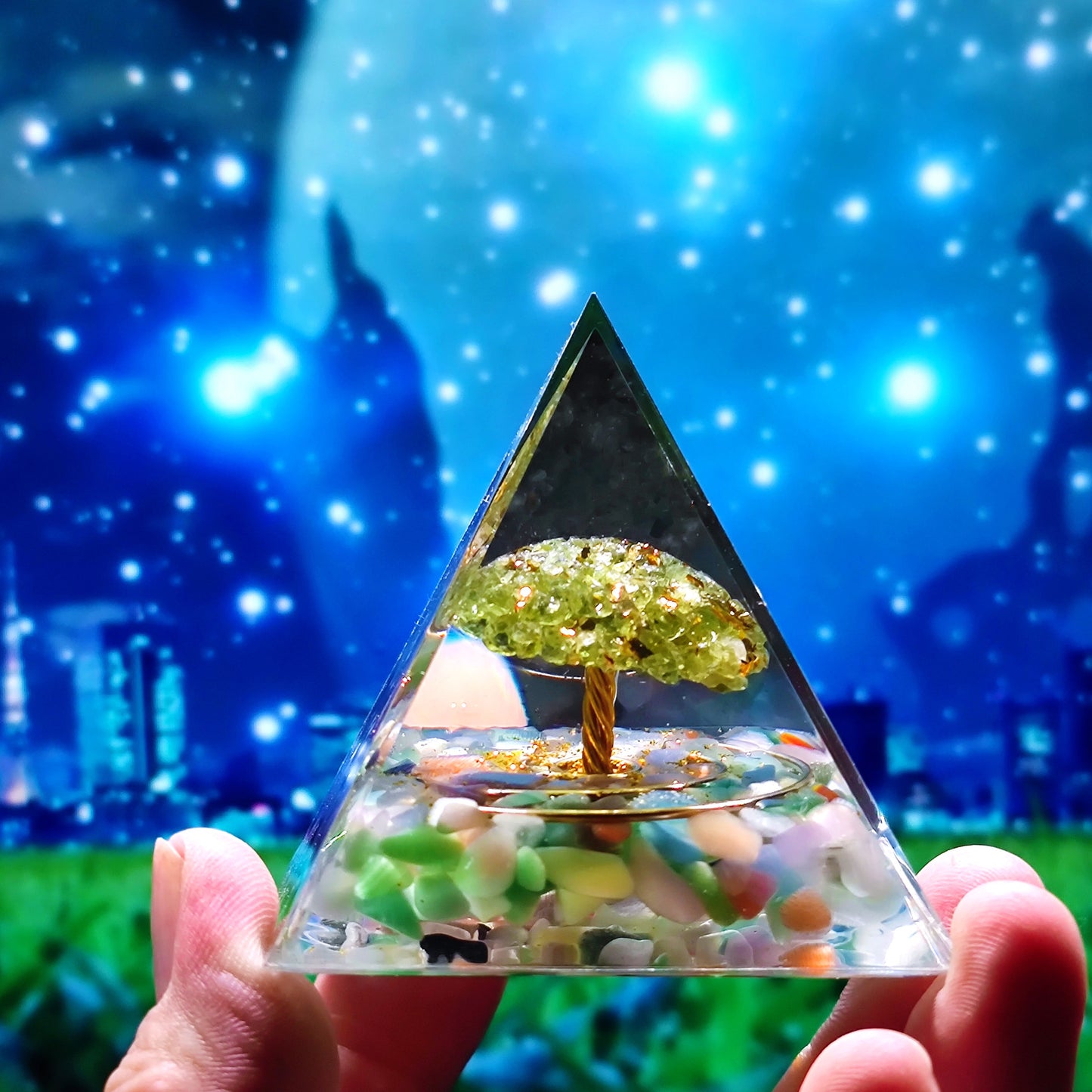 Crystal Ball Shard Pyramid Home Craft Resin Ornament