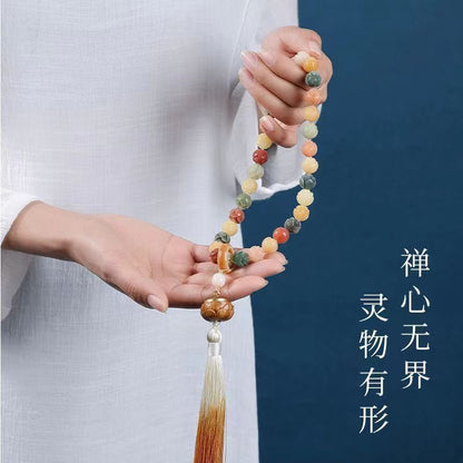 White Jade Bodhi Root Handheld Prosperity Bodhi Bead Double-Hand Bracelet