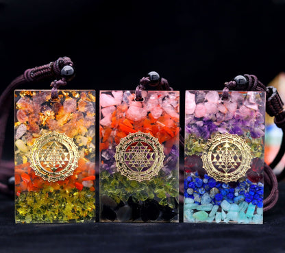 Natural Crystal Stone Epoxy Pendant Necklace