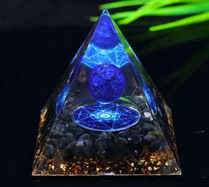 Crystal Ball Stone Pyramid Resin Home Decor Ornament