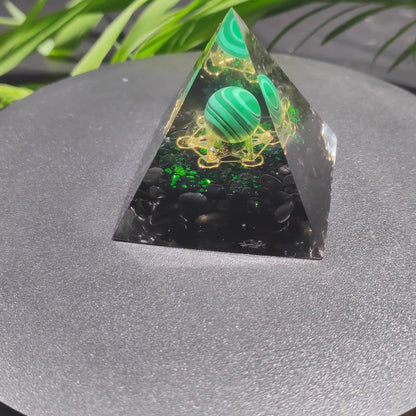Crystal Ball Stone Pyramid Resin Home Decor Ornament
