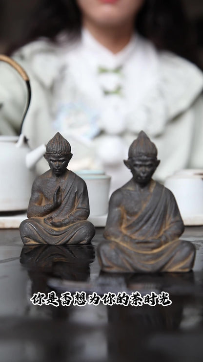 Neo-Chinese warrior Buddha Sun Wukong Monkey desktop iron ornament, home accent, and nourishing tea pet with a Zen-inspired design