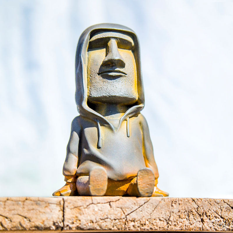 Faux Cast-Iron Easter Sitting Figure in the Nordic Style: Handmade Desktop Decoration for Study, Living Room, and Tea Table