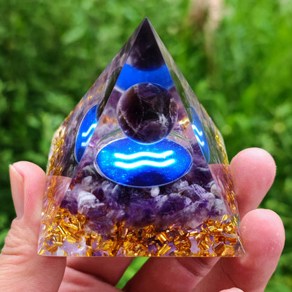 Twelve Zodiac Crystal Ball Stone Pyramid Resin Ornament