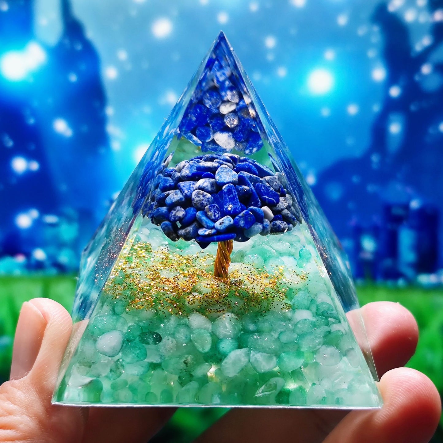 Crystal Ball Shard Pyramid Home Craft Resin Ornament