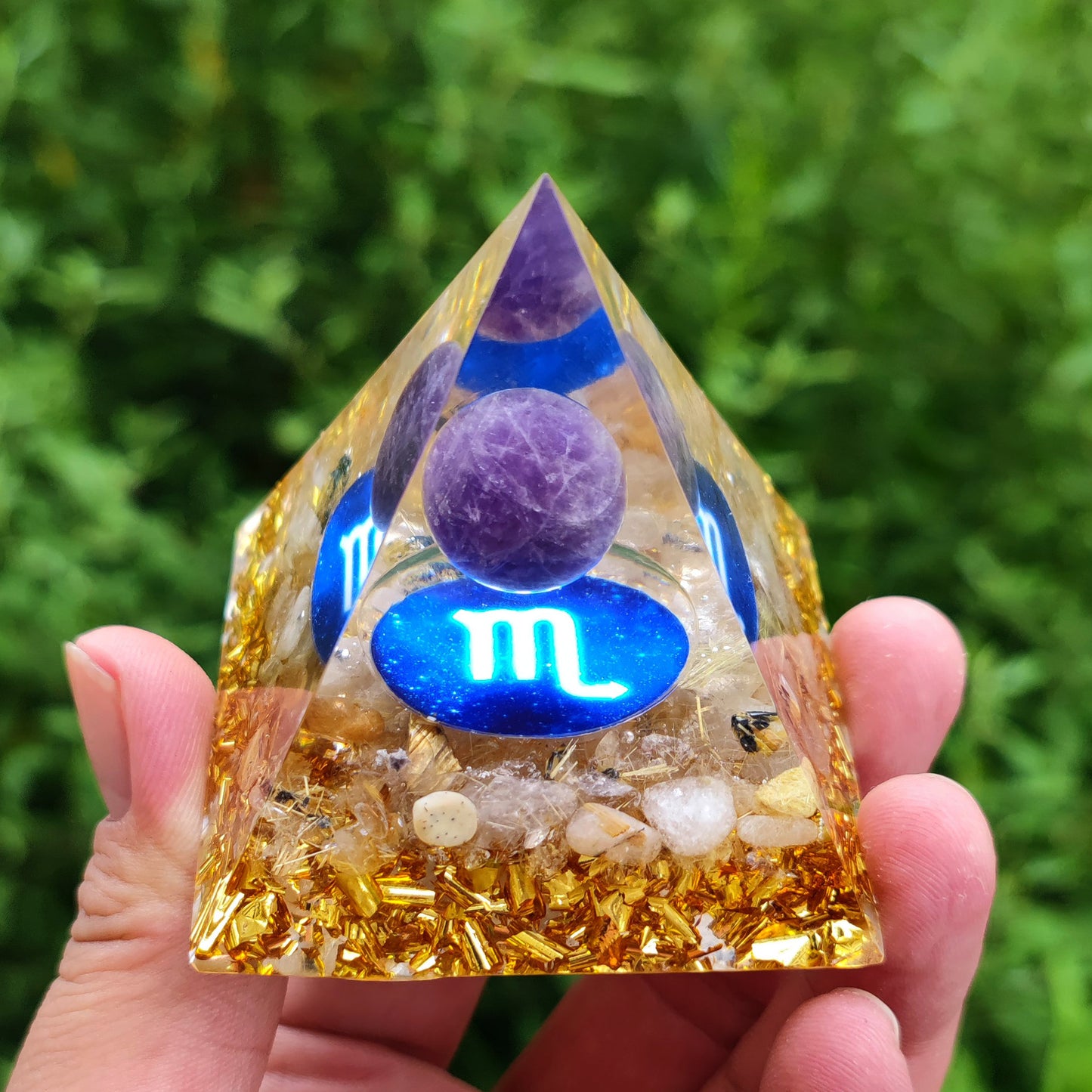 Twelve Zodiac Crystal Ball Stone Pyramid Resin Ornament