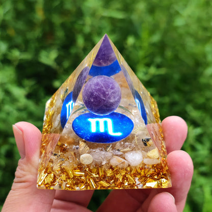 Twelve Zodiac Crystal Ball Stone Pyramid Resin Ornament