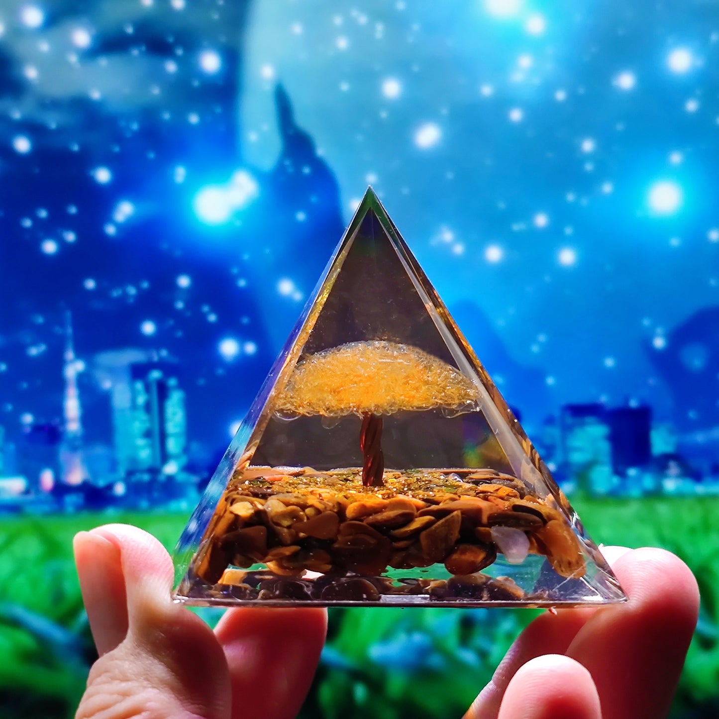 Crystal Ball Shard Pyramid Home Craft Resin Ornament