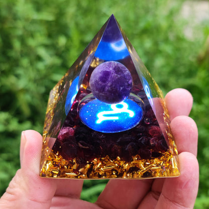 Twelve Zodiac Crystal Ball Stone Pyramid Resin Ornament