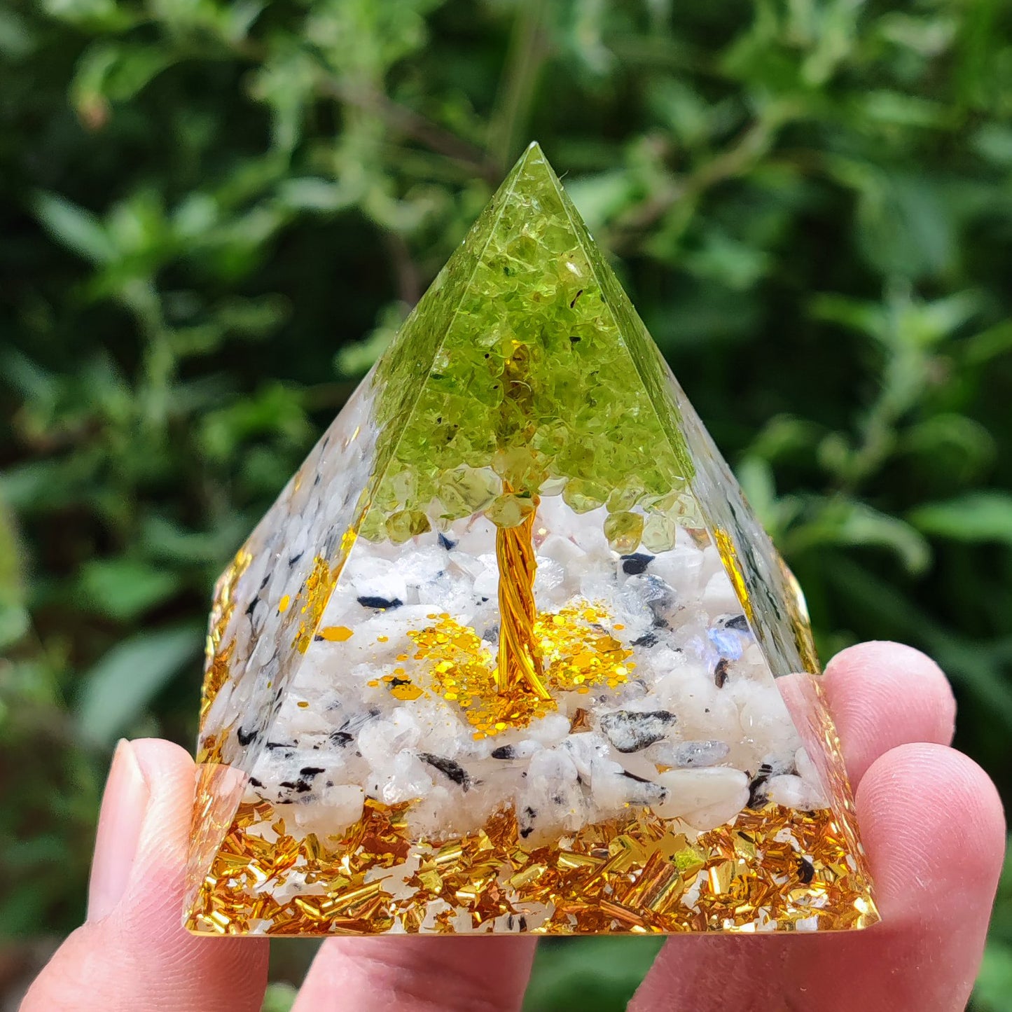 Crystal Ball Shard Pyramid Home Craft Resin Ornament