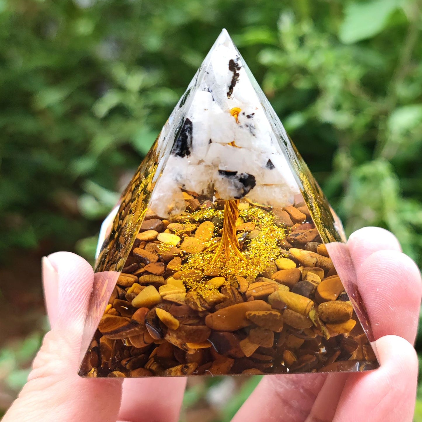 Crystal Ball Shard Pyramid Home Craft Resin Ornament
