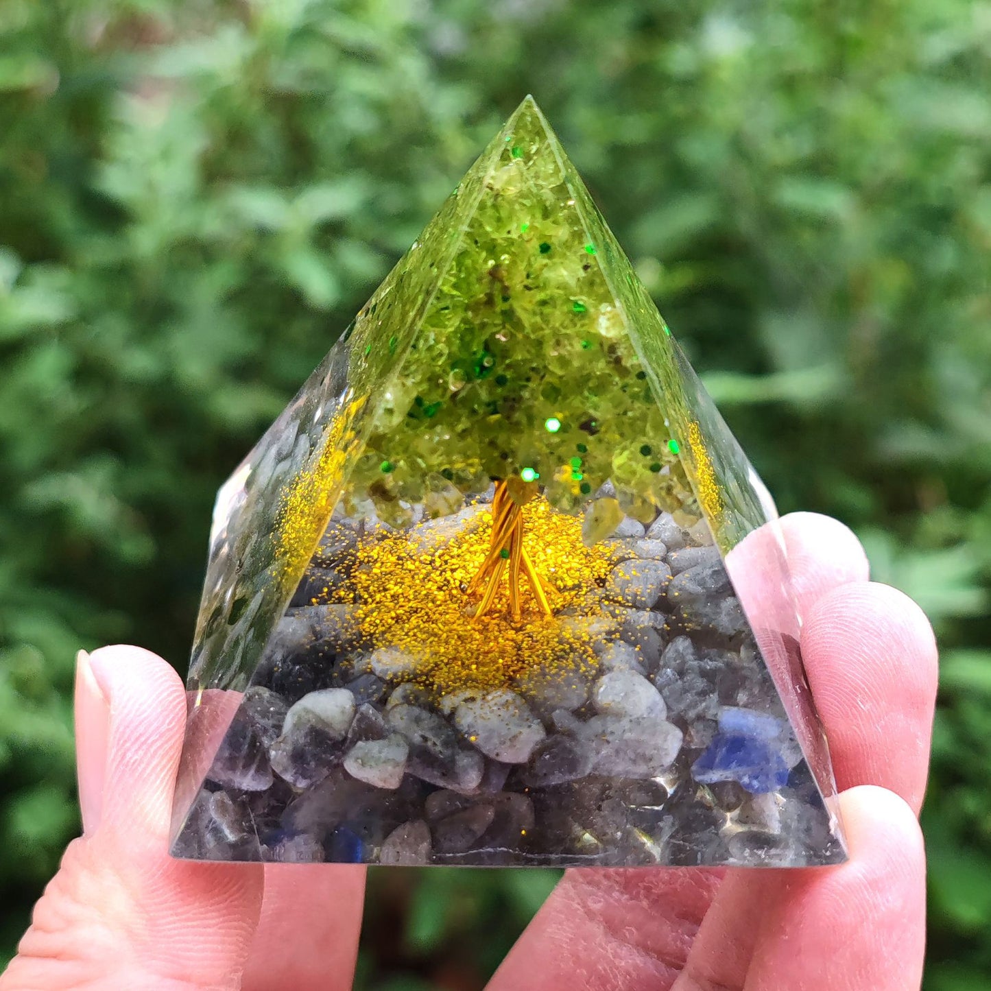 Crystal Ball Shard Pyramid Home Craft Resin Ornament