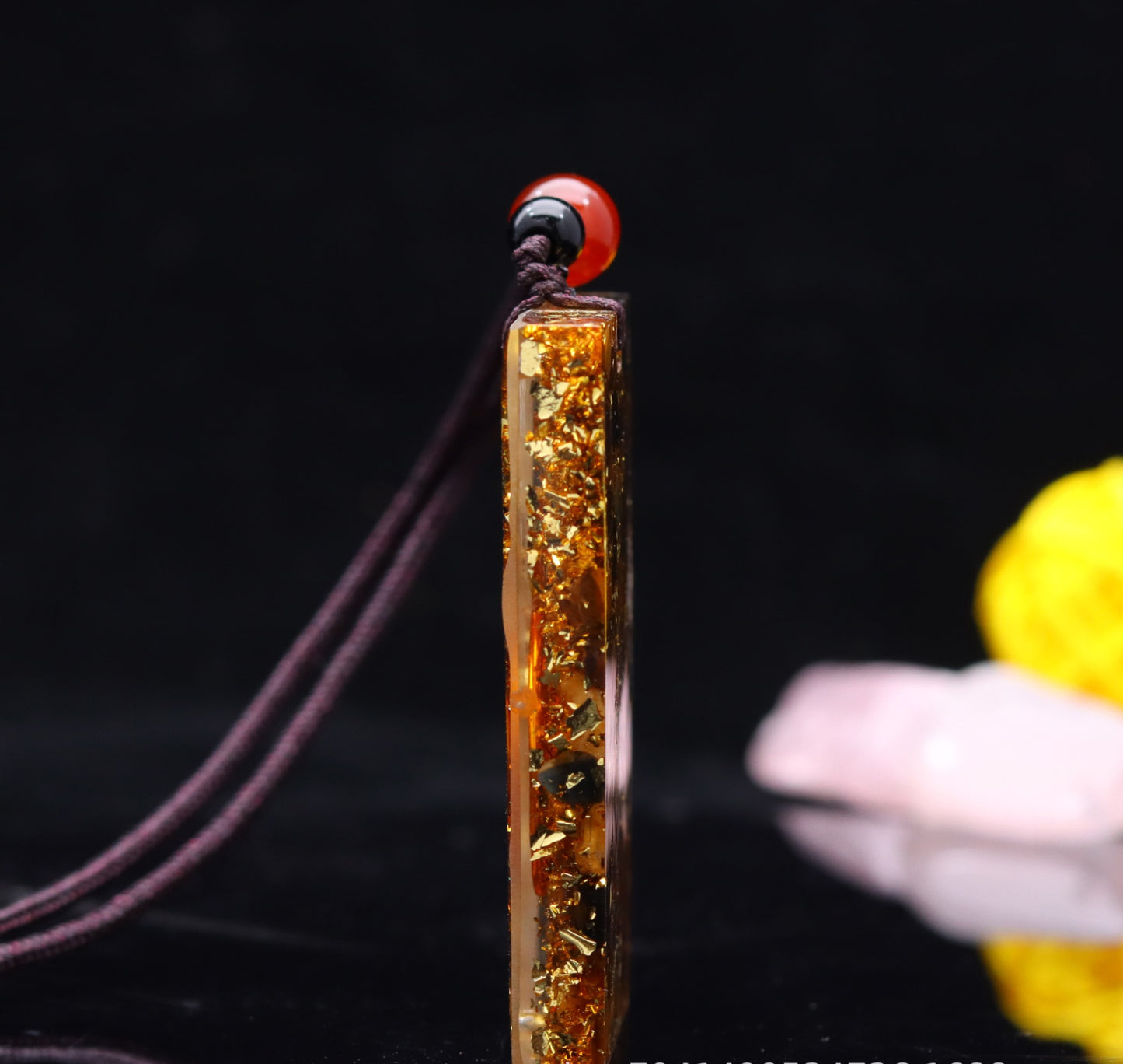 Natural Crystal Stone Epoxy Pendant Necklace