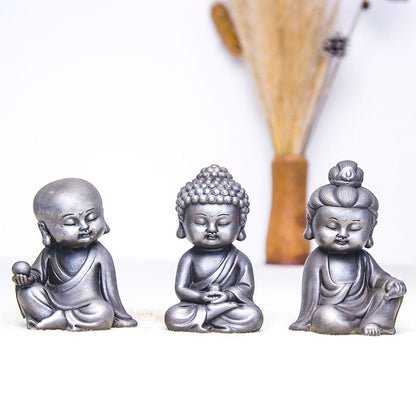 New Chinese-Style Zen-Inspired Bodhisattva Trio Figurine: Buddha, Guanyin, and Ksitigarbha Ornaments