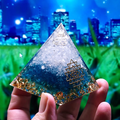 Crystal Ball Stone Pyramid Resin Home Decor Ornament