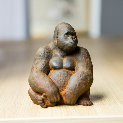 Innovative Mini Gorilla Animal Desktop Ornament in Rusty Faux Cast Iron