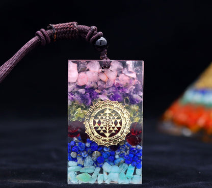 Natural Crystal Stone Epoxy Pendant Necklace