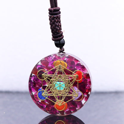 Handcrafted Crystal Pendant with Crystal Chip Droplet Resin Necklace