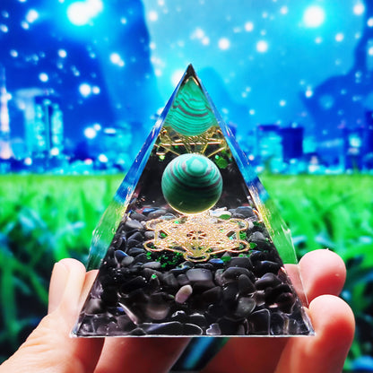 Crystal Ball Stone Pyramid Resin Home Decor Ornament