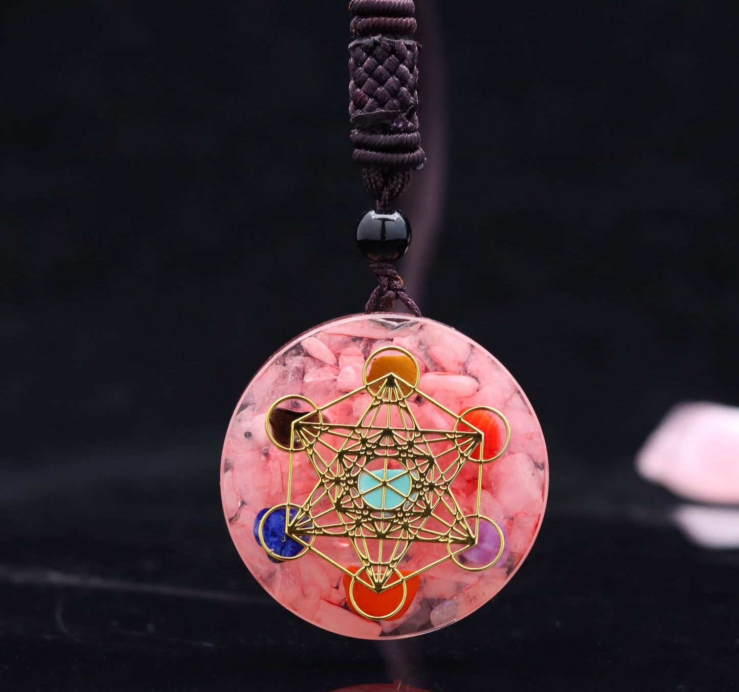 Handcrafted Crystal Pendant with Crystal Chip Droplet Resin Necklace