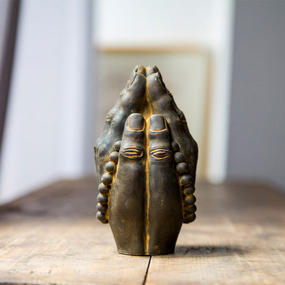 Zen-Inspired Neo-Chinese Creative Ornament of Amitabha Buddha with Hands Joined in Prayer