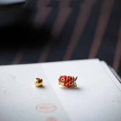 Lapis Lazuli Bracelet with Sand Gold Koi Fish and Spinning Beads