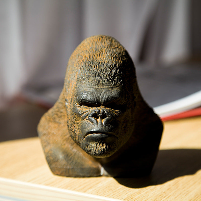 Art Figurine Bust Decoration: Handcrafted, sturdy Gorilla Desktop Home Decor Ornament