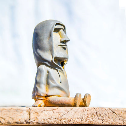 Faux Cast-Iron Easter Sitting Figure in the Nordic Style: Handmade Desktop Decoration for Study, Living Room, and Tea Table