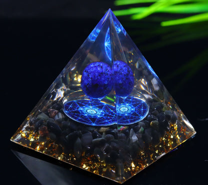 Crystal Ball Stone Pyramid Resin Home Decor Ornament